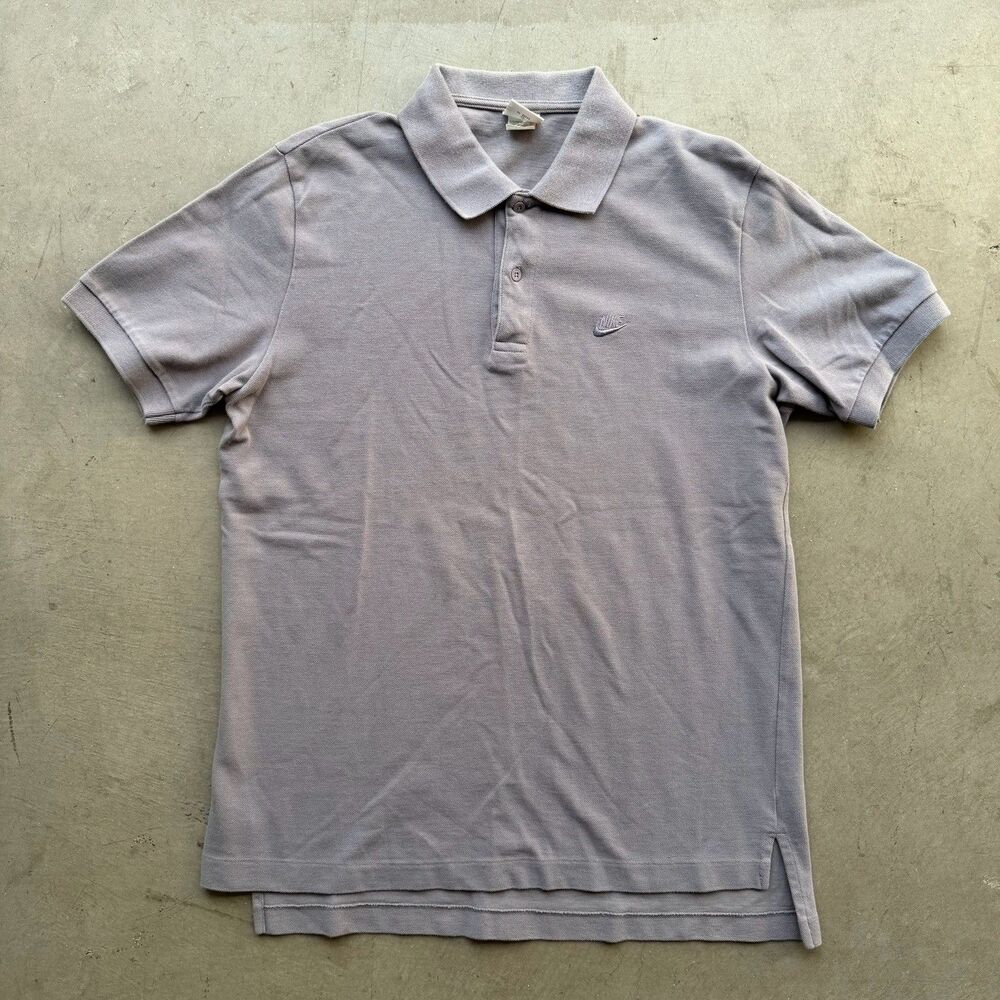 VTG 90s Nike Gray Tag Logo Casual Swoosh Polo Shirt Sz Large Golf Preppy
